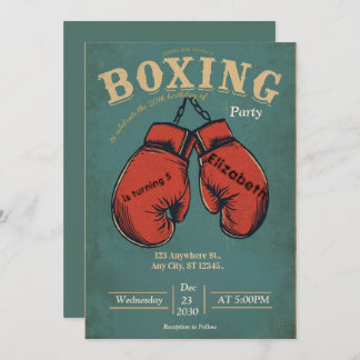 sports boxing birthday invitation