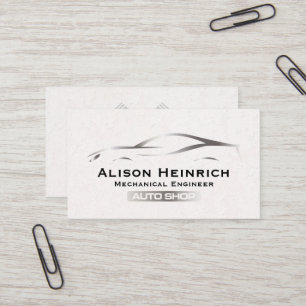 Sports Car and Pistons Mechanic Business Card