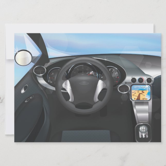 Sports Car Dashboard Invitation (Front)