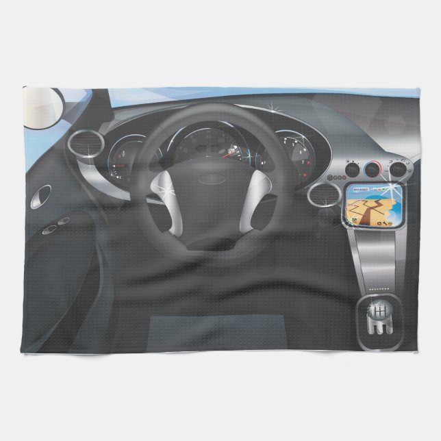 Sports Car Dashboard Kitchen Towel (Horizontal)
