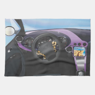 Sports Car Dashboard Kitchen Towel