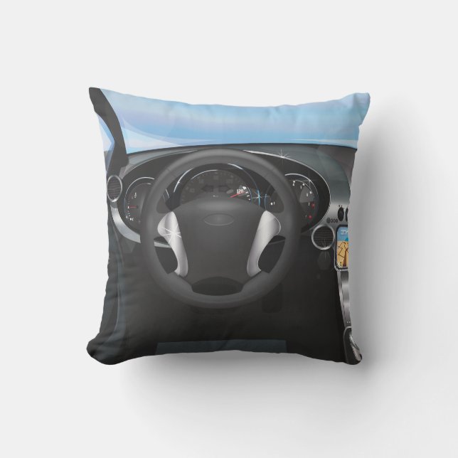 Sports Car Dashboard Throw Pillow (Front)