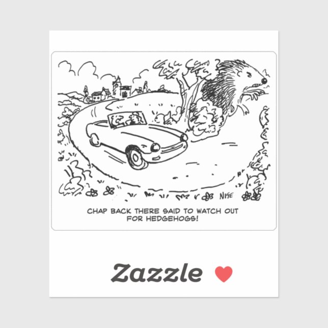 Sports Car Driver Country Road and Hedgehog. Funny (Sheet)