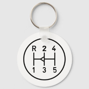 Sports car gear knob, transmission shift pattern keychain