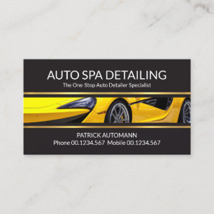 Sports Car Gold Lines Auto Detailing Business Card