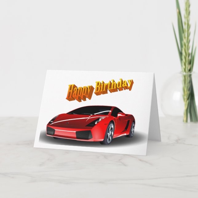 Sports Car Happy Birthday Card (Front)