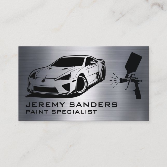 Sports Car Illustration | Auto Paint Spray Business Card (Front)