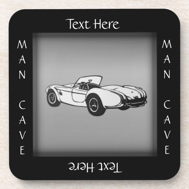 Sports Car Man Cave Coaster Custom Text (Front)