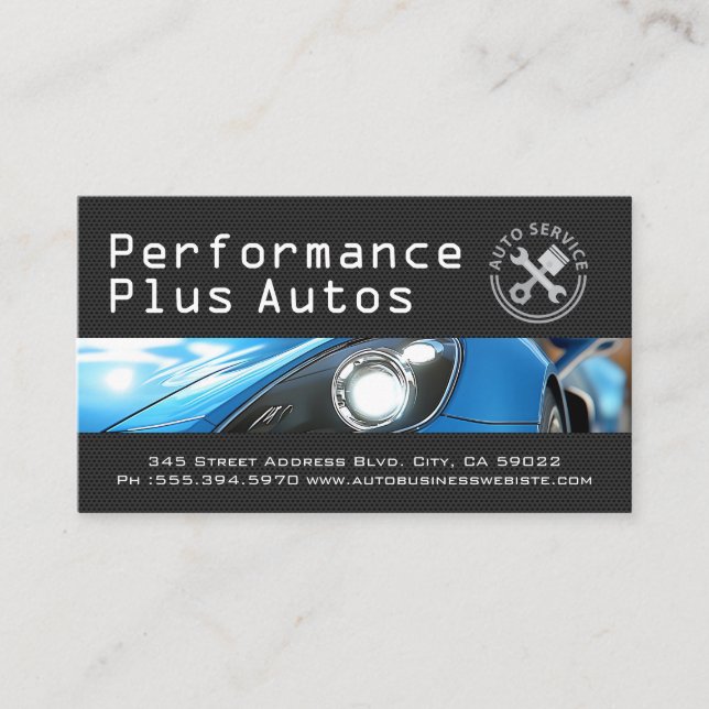 Sports Car | Performance Autos | Repair  Business Card (Front)