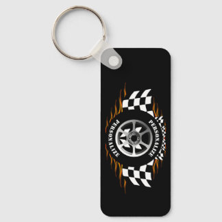 Sports Car Racing Chequered Flag Street Racer Pro Keychain
