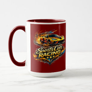 Sports Car Racing Fire Graphic Combo Coffee Mug