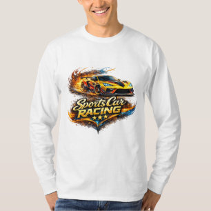 Sports Car Racing Fire Graphic Long Sleeve T-Shirt
