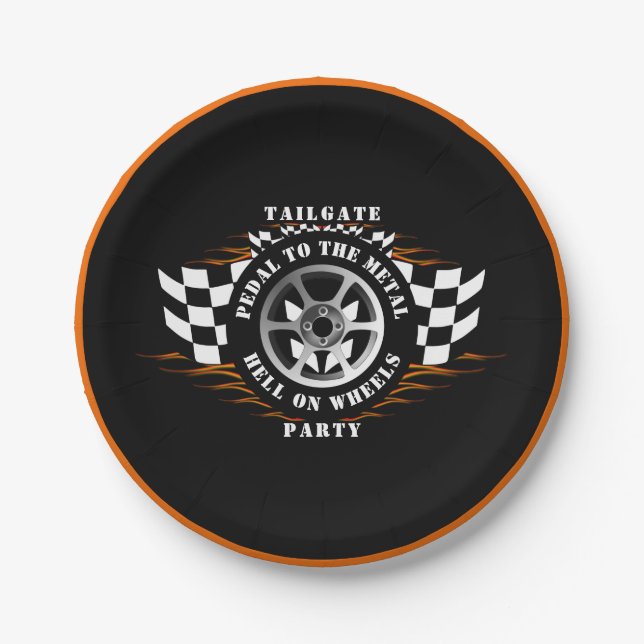 Sports Car Racing Fun Tailgate Party Celebration Paper Plate (Front)