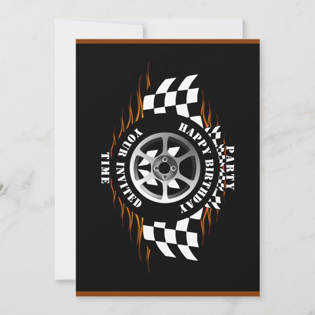 Sports Car Racing Party Chequered Flag Celebration Invitation (Front)