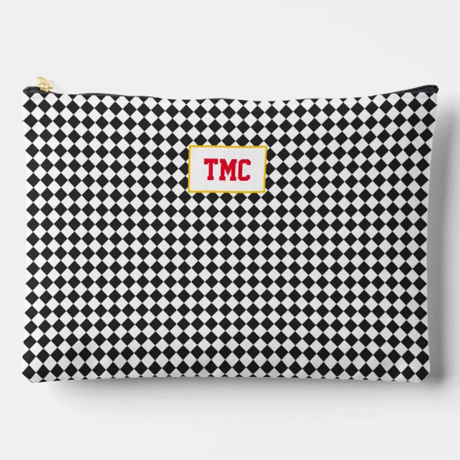Sports Check Pattern INITIALS Team Colours Travel Accessory Pouch (Front)