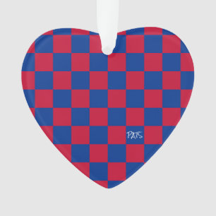 Sports Checkerboard INITIALS Red Blue Team Love