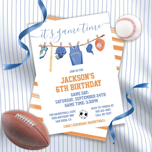 Sports Clothesline Birthday party Invitation (Creator Uploaded)