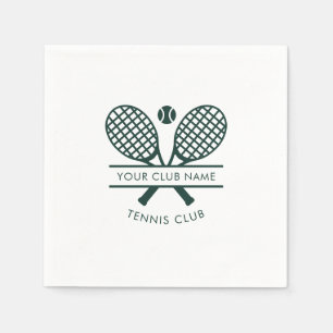 Sports Club Name Tennis Green Rackets Motif Paper Napkin