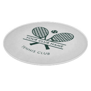 Sports Club Name Tennis Icons Green Logo Cutting Board