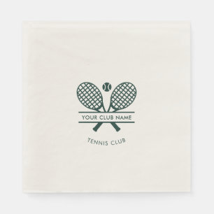 Sports Club Name Tennis Icons Green Logo Paper Napkin
