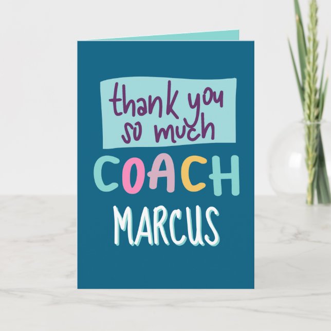 Sports Coach Appreciation Card, Thank You Card (Front)