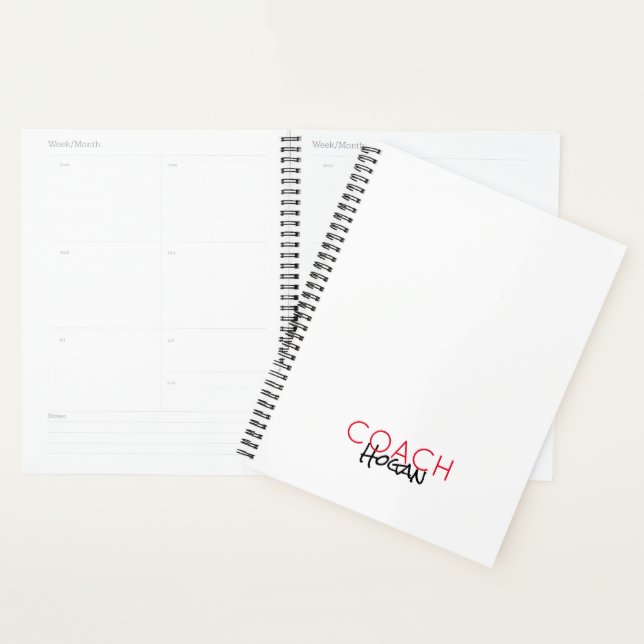 Sports COACH NAME Team colours Modern Office Planner (Display)