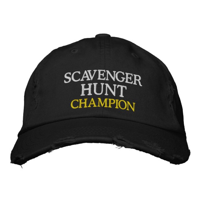 Sports College Drinking Game SCAVENGER HUNT CHAMP Embroidered Hat (Front)