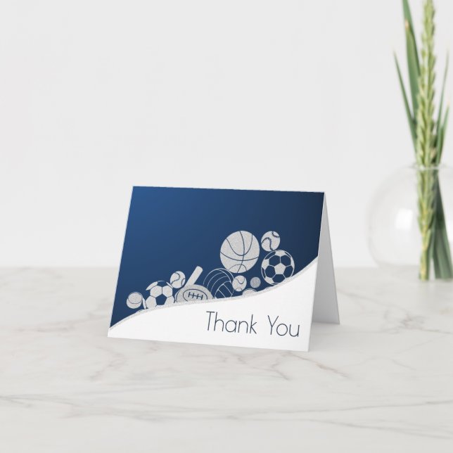 Sports Combo Blue Thank You Card (Front)