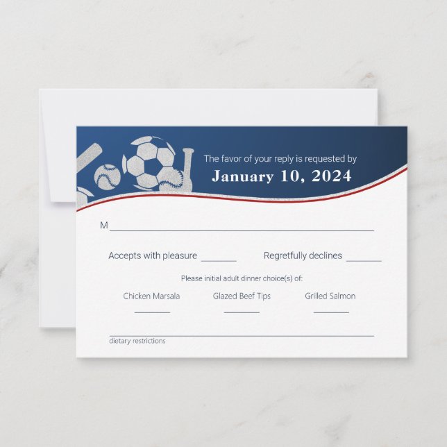 Sports Combo  Response Card with Dinner Choice (Front)