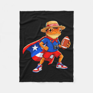 Sports coqui frog puerto rico flag rican football fleece blanket