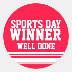 Sports day Winner well done sticker red