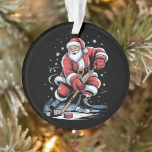 Sports de Noël Santa joue au hockey sur glace Xmas