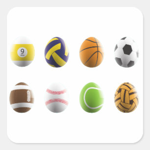 sports easter eggs square sticker
