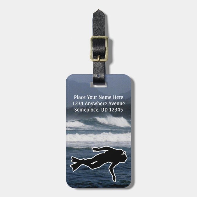 Sports Emphasis Scuba Diving ocean Luggage Tag (Front Vertical)