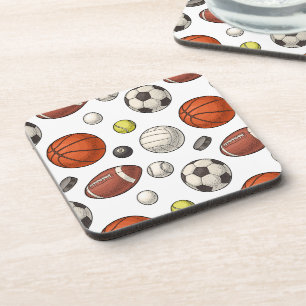 Sports Equipment Pattern Coaster