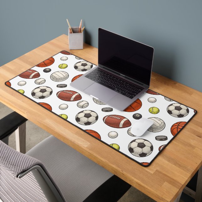 Sports Equipment Pattern Desk Mat (Office 2)