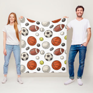 Sports Equipment Pattern Fleece Blanket