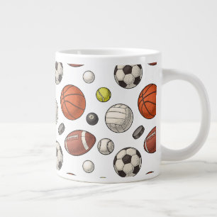 Sports Equipment Pattern Large Coffee Mug