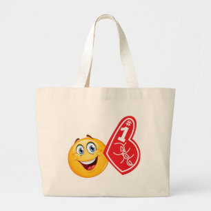 sports fan emoji large tote bag