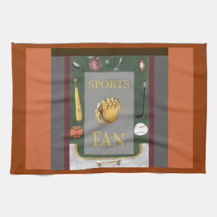 Sports Fan kitchen towel with equipment