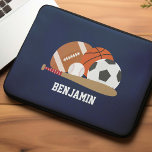 Sports Fan Personalized Kids Laptop Sleeve<br><div class="desc">Sports Fan Personalized design.</div>