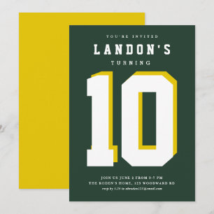 Sports fanatic kids birthday party invitation