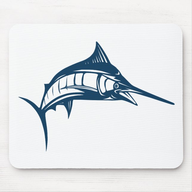 Sports Fishing Blue Swordfish Jumping Mouse Pad (Front)
