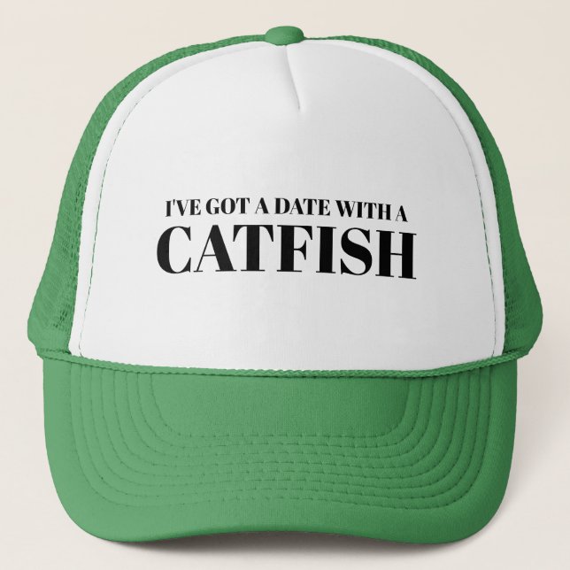Sports Fishing Dad's Baseball CATFISH DATE Lucky   Trucker Hat (Front)