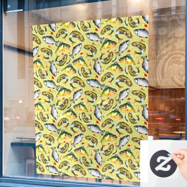 Sports Fishing Shop Fish Pattern Full Size  Window Cling (Cafe Window)