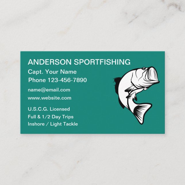 Sports Fishing Theme Business Cards (Front)