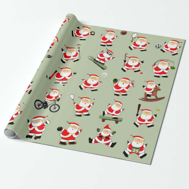 Sports Fitness Christmas Wrapping Paper (Unrolled)