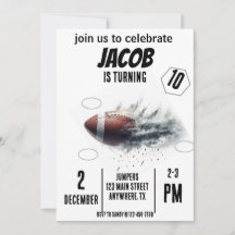 Sports Flying Football Anniversaire Invitation
