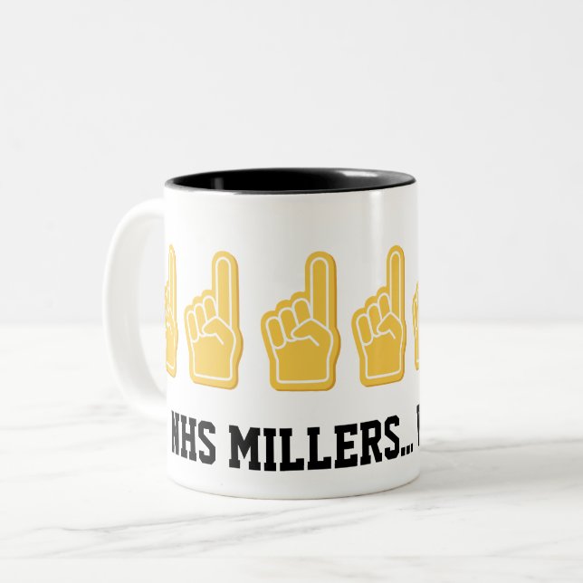 Sports Foam Hand Finger School Initials Name Fun T Two-Tone Coffee Mug (Front Left)