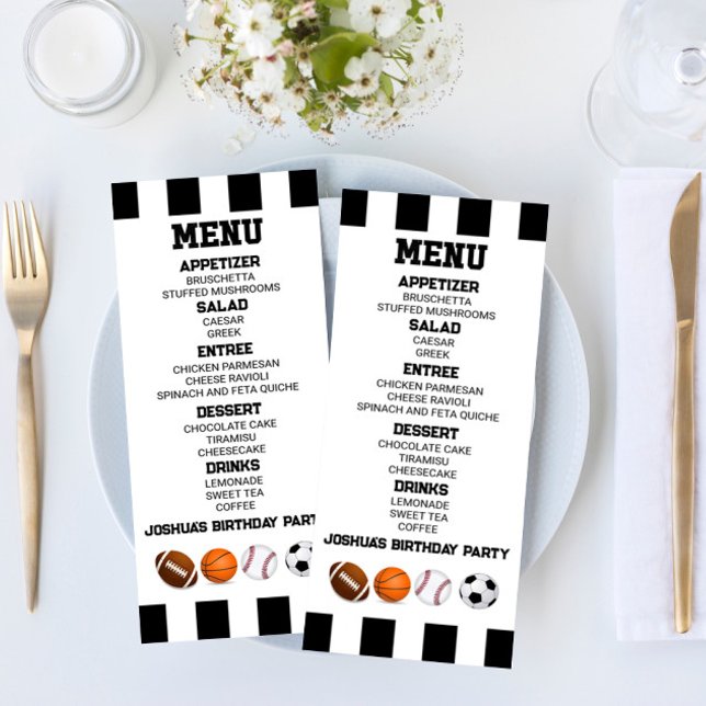 Sports Football Basketball Birthday Party Food Menu (Creator Uploaded)